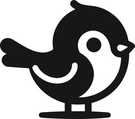 Simple Cute Minimalist Black Silhouette of Bird, Vector Cute Bird Art and Illustration Design