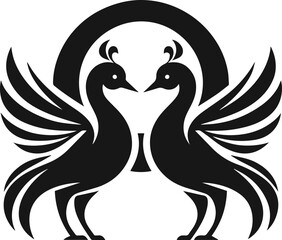 Simple Cute Minimalist Black Silhouette of Bird, Vector Cute Bird Art and Illustration Design