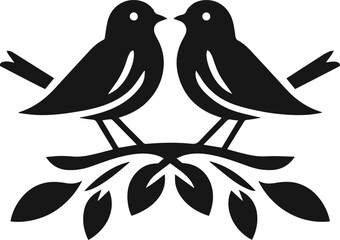 Simple Cute Minimalist Black Silhouette of Bird, Vector Cute Bird Art and Illustration Design