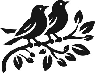 Simple Cute Minimalist Black Silhouette of Bird, Vector Cute Bird Art and Illustration Design