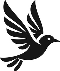 Simple Cute Minimalist Black Silhouette of Bird, Vector Cute Bird Art and Illustration Design