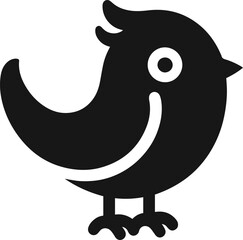 Simple Cute Minimalist Black Silhouette of Bird, Vector Cute Bird Art and Illustration Design