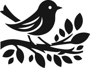 Simple Cute Minimalist Black Silhouette of Bird, Vector Cute Bird Art and Illustration Design