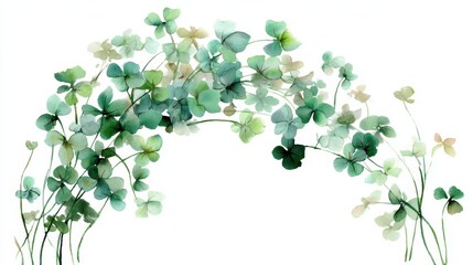 Watercolor clover isolated on white background, Lucky clover leaves with four leaf,Clover flowers background,Patricks day watercolor clipart,Spring flower pattern,St. Patrick s day seamless pattern.
