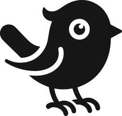Simple Cute Minimalist Black Silhouette of Bird, Vector Cute Bird Art and Illustration Design