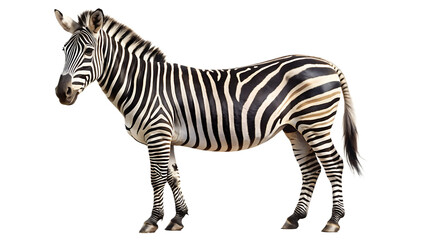 Fototapeta premium zebra standing isolated on white background PNG,AI GENERATED