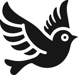 Simple Cute Minimalist Black Silhouette of Bird, Vector Cute Bird Art and Illustration Design