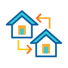 Obraz premium Home exchange concept with arrows and house icons