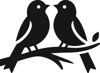 Simple Cute Minimalist Black Silhouette of Bird, Vector Cute Bird Art and Illustration Design