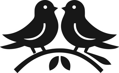 Simple Cute Minimalist Black Silhouette of Bird, Vector Cute Bird Art and Illustration Design, white or transparent background 