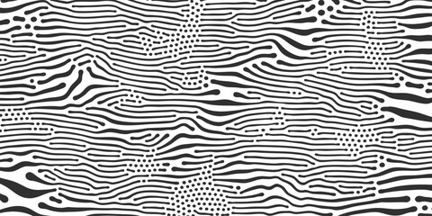 Organic pattern background with abstract zebra texture. Vector organic pattern background with black white wavy diffusion pattern lines