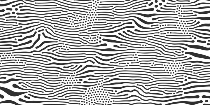Organic pattern background with abstract zebra texture. Vector organic pattern background with black white wavy diffusion pattern lines