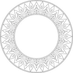 Black and White Circle Frame Mandala Illustration – Intricate and Symmetrical Design for Coloring Pages, Meditation, and Boho Art Projects or Decoration