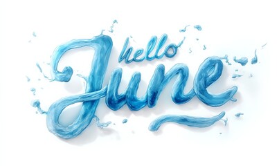 Colorful watercolor splashes form the words 'Hello June'.