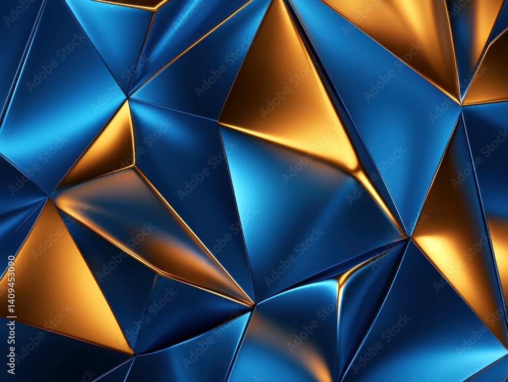 Poster vibrant blue and gold geometric patterns creating a striking visual texture.