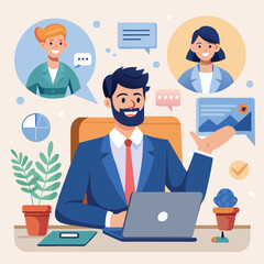 Businessman in a virtual meeting