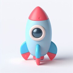Fototapeta premium cute cartoon rocket spaceship 3d render, an isolated white background