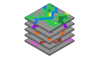 Rhombus overlay layer looks like a Geographic Information System analysis. Vector Map Illustration.