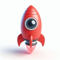 cute cartoon rocket spaceship 3d render, an isolated white background