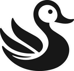 Simple Minimalist Black Silhouette of Duck, Vector Duck Art and Illustration Design, Duck Logo Template