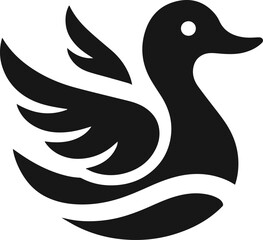 Simple Minimalist Black Silhouette of Duck, Vector Duck Art and Illustration Design, Duck Logo Template