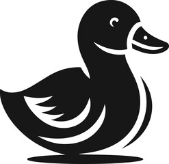 Simple Minimalist Black Silhouette of Duck, Vector Duck Art and Illustration Design, Duck Logo Template