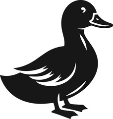 Simple Minimalist Black Silhouette of Duck, Vector Duck Art and Illustration Design, Duck Logo Template