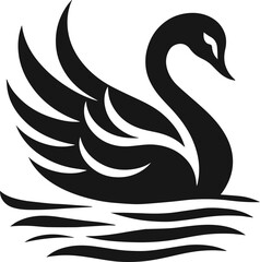 Simple Minimalist Graceful Swan Vector Art, Elegant Swan Illustration on White or Transparent Background