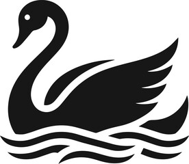 Fototapeta premium Simple Minimalist Graceful Swan Vector Art, Elegant Swan Illustration on White or Transparent Background
