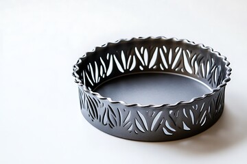 Metal cake mold over on white background