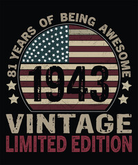 81 Years Old of Being Awesome Born in 1943 Legend Retro Vintage Birthday Ideas for Men Women T-shirt