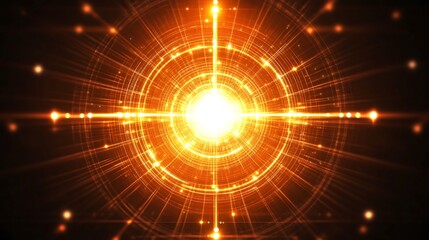 Intense orange radial energy bursts from a central point.