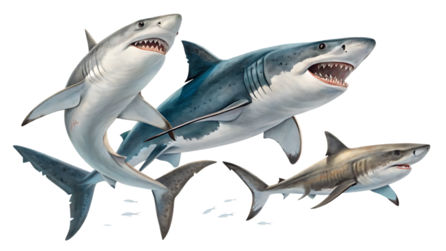 set of sharks Isolated on White Background
