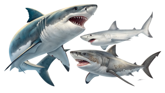 set of sharks Isolated on White Background