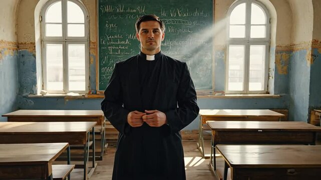 Priest in a class.