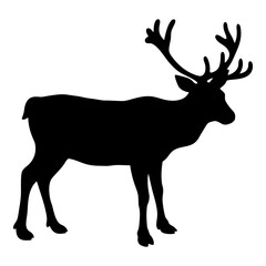 Majestic Reindeer Silhouette Standing on Transparent Background Wildlife Animal Art Design