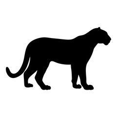 Obraz premium Majestic Jaguar Silhouette Standing Profile Wild Cat Black Design Graphic