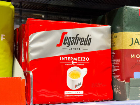 Segafredo intermezzo coffee pack on supermarket shelf