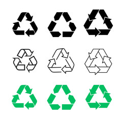 recycle icon set. ecology, eco friendly and environmental management symbols. illustation vector set.