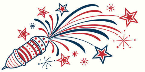 Fototapeta premium Patriotic Fireworks A Festive Fourth of July Illustration