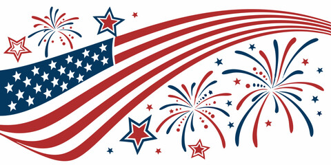Patriotic American Flag Fireworks Design Celebrate Independence Day with Festive Graphics