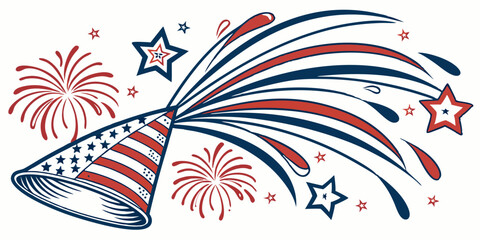 Patriotic Fireworks Party Hat Independence Day Celebration Graphic
