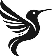 Simple Minimalist Hummingbird Vector Art, Elegant Hummingbird Illustration on White or Transparent Background