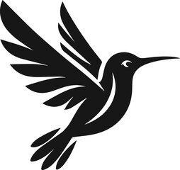 Simple Minimalist Hummingbird Vector Art, Elegant Hummingbird Illustration on White or Transparent Background