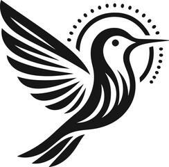 Simple Minimalist Hummingbird Vector Art, Elegant Hummingbird Illustration on White or Transparent Background