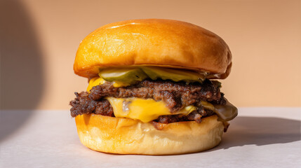 Delicious In-N-Out Burger with Soft Potato Bun and Crispy Beef Patties