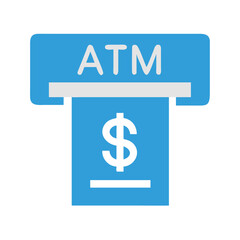 Obraz premium ATM Icon with Dollar Symbol – Cash Withdrawal and Banking Concept