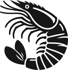 Simple Minimalist Prawn or Shrimp Vector Art, Elegant Shrimp Illustration on White or Transparent Background