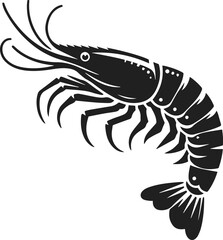 Simple Minimalist Prawn or Shrimp Vector Art, Elegant Shrimp Illustration on White or Transparent Background