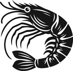 Simple Minimalist Prawn or Shrimp Vector Art, Elegant Shrimp Illustration on White or Transparent Background